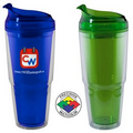 22 oz Dual Acrylic Double Wall Travel Chiller with Flip Lid & Straw Clear/Lime Green - Screen Print